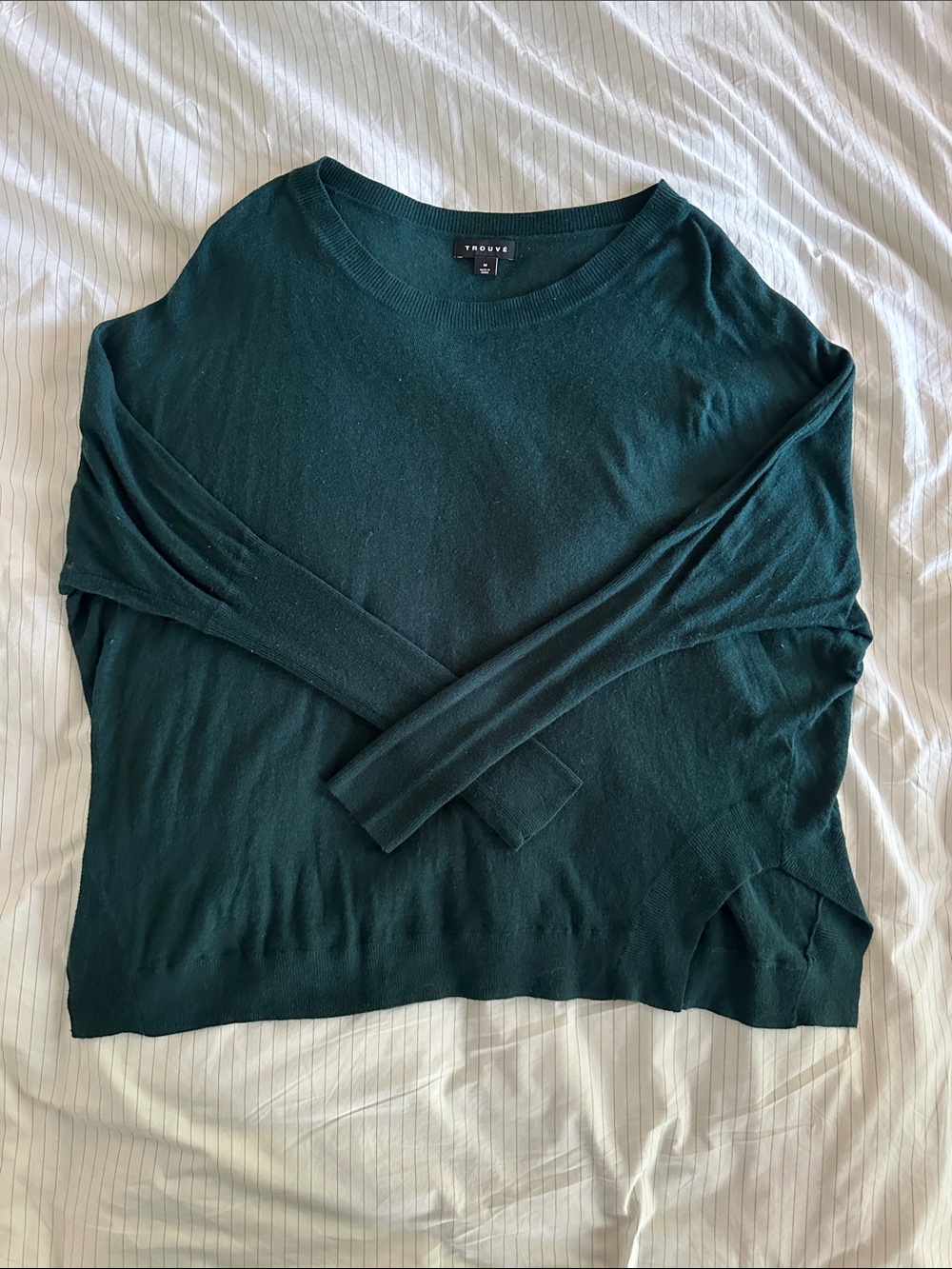 Trouve - Dark Teal Lightweight Crewneck Angora Blend Sweater - M